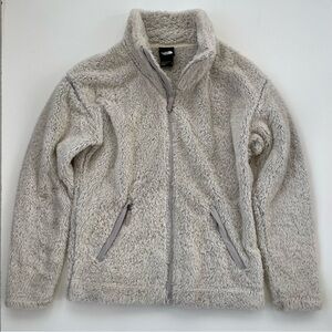 North Face Women's White Gray Furry Fleece 2.0 Jacket Size Small